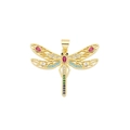 Detailed close-up of a gold dragonfly pendant with colorful zircon stones and hollow wings - Hollow Colored Zircon Ring Dragonfly Style (23)