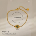 Detail showing 13mm green gemstone pendant on gold-plated stainless steel chain - Sun Flower Pendant / African Pine Gold