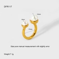 U-shaped adjustable 18K gold plated ring with dual white pearls of 8mm and 10mm - DFR117 Gold U-Shape Double Pearl