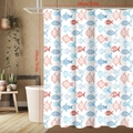 Waterproof shower curtain with cute hand-drawn fish pattern in red and blue, 180x180cm - 90*180cm / Caramel color