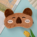 Cute brown plush animal sleep mask with 3D ears and soft faux fur for comfort - Capybara Style