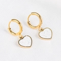 Elegant gold heart earrings with white glitter charm pendant for women daily wear - 2.0*8mm / Gold-White Heart