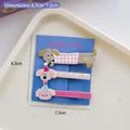 Lot de trois pinces à cheveux chien dessin animé rose et bleu pour filles et étudiants - Ensemble Combo Bleu (3 pièces)