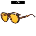 Gafas de sol aviador retro con montura de carey y lentes amarillas vibrantes - Montura Demi Lentes Naranjas