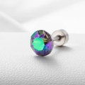 Sparkling Aurora Borealis zircon screw back ear stud in titanium steel for cartilage - Heavenly Light 6.2MM(A013-21#)