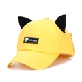 Gelbe Baseballkappe mit niedlichen schwarzen Katzenohren und handgemachtem Label - Gelb