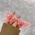 Pink transparent cat-eye sunglasses with gold chain embellishments and small retro frames - Pink Frame / Pink Lens