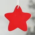 Red wooden star Christmas ornament with hanging string and natural wood grain finish - 5.7x5.7cm/3.4g / Red Star
