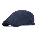 Breathable mesh camo flat cap in dark blue with adjustable metal buckle on back - Adjustable / Navy Blue