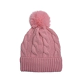 Dettaglio della maglia e pompon rosa su questo berretto invernale termico da donna - Rosa