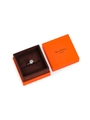 Silver diamond ring with side stones in a premium orange gift box with brown lining - Ring Box (With Text) / Orange Red