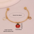 Elegant gold stainless steel bangle with ladybug, heart, and butterfly charms - Ladybug Heart Butterfly Style (8#)