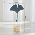 Modern iron ginkgo leaf ornament with wood base for elegant home decor 18.5cm - Single Ginkgo Leaf / Gray