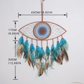 Blue Evil Eye dream catcher with feathers and beads, size 43cm wide and 50cm long - Light Coffee Evil Eye