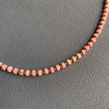 Pink stone cylinder beaded necklace with gold metal spacer beads in layered style - Size 8