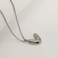 Polished silver bubble V letter pendant on delicate stainless steel link chain - Letter V / Silver