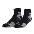 Black cushioned athletic quarter socks with purple and yellow accents for men - One Size (39-44) / Black Purple