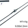 550mm black stainless steel snake chain necklace with lobster clasp and fine texture - Black 1.2mm Width 55cm Length (KN203589-Z)
