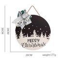 28cm Christmas wooden door sign with black and white star pattern and plaid bow - Style M (Black White Snowy Pine)