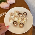 Cute 10-piece set of cream bear and rabbit elastic hair ties for girls on a white plate - Beige Coffee White Star 10 Pieces Set
