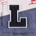 Black and white embroidered letter L patch for clothes and hats with 5.5cm height - L / Navy Blue
