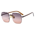 Fashion rimless sunglasses with purple gradient scalloped lenses and amber temples - Gradient Gray Tea