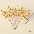 Five 18cm shiny golden artificial berry stems for Christmas holiday decoration - 7-Head Gold Berry Sprays 5 Bundles