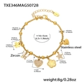 18K vergulde roestvrijstalen armband met zirkoon vlinder- en hartvormige bedeltjes - Gouden DIY Armband (TXE346)