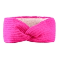 Winter knitted fleece-lined headband in bright rose pink with stylish twist knot design - Rose Red