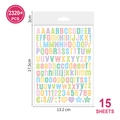 Detailed size specifications for waterproof alphabet and number sticker sheets in colors - Bold Alphabet Colorful Edge (P99)