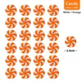 Orange-weiße Wirbel-Süßigkeit Deko, 2,4cm runder Pfefferminz-Stil Ornament - Durchmesser 2,4 cm / Weiß + Orange (Klein)