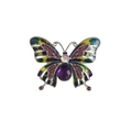 Elegante broche de mariposa con gemas púrpuras y alas de esmalte degradado verde - Mariposa de Esmalte Morado con Diamantes de Imitación