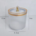Clear cotton swab holder with gold trim and diamond handle, 8.5x11cm storage jar - Diamond Plastic Handle / Clear