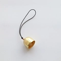 Detail of 2cm golden brass bell with black cord and gold bead for DIY craft hanging - 2cm Gold Bell (Black Rope)