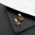 Orecchini minimalisti dorati con design a triplo quadrato geometrico sovrapposto - 1-1#20 / Oro