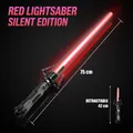 Red 2-in-1 telescopic glowing saber toy with black hilt and 75cm length display - Retractable Red Single Sword Silent