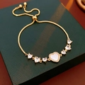 Detail of adjustable gold heart bracelet with zircons and mother of pearl inlay - 1# Gold Mother of Pearl Heart (Real Gold Plated)