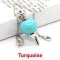 Collier pendule argenté avec une sphère en turquoise pour la radiesthésie et le soin - Pendentif avec chaîne ajourée / Turquoise