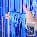 Rideau de franges en aluminium bleu laser pour décoration de fête avec emballage - 1*2 Mètres / Bleu foncé brillant
