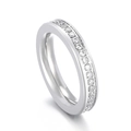 Eternity ring in silver finish with full pave diamonds and polished stainless steel - US Size 6 / Steel Color Single Ring / Silver