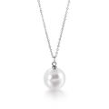 Collier minimaliste en acier titane argenté avec élégant pendentif perle blanche - Chaîne Acier Perle Blanche (KN88978-K)