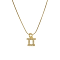 18k gold Gemini zodiac pendant necklace with micro-pave cubic zirconia on a round snake chain - Gemini