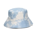 Unisex reversible tie-dye bucket hat in light blue and white cotton twill fabric - Blue and White Tie-dye Style (6#)