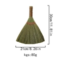 Handgemaakte natuurlijke stro mini-bezem met decoratieve rood-groene draadgreep - Handgemaakte Miscanthus Bezem (Rood Touw Groot)