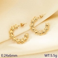 Orecchini a cerchio minimalisti a stella dorati in acciaio con misure 24x6mm - Oro