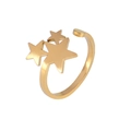 Adjustable golden open ring featuring a stylish triple star design for a vintage look - Triple Star-Gold