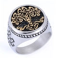 Anillo Árbol de la Vida de acero inoxidable para hombre con patrones tótem retro - Jianjin09408 / Talla 7