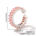 Silver hip hop ring with pink rectangular zirconia gemstones and size dimensions - Silver-Pink