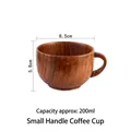 Natural jujube wood coffee cup with handle, 200ml small size with red wood grain texture - Small Coffee Cup with Handle