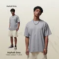 Oversize 190G cotton t-shirt in asphalt grey for men with loose fit style - S / Bituminous Grey